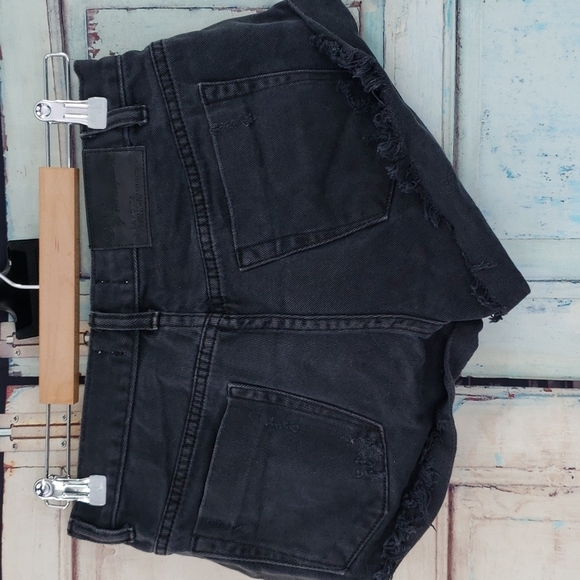ONE TEASPOON Black Distressed Button Fly Shorts - Picture 3 of 5